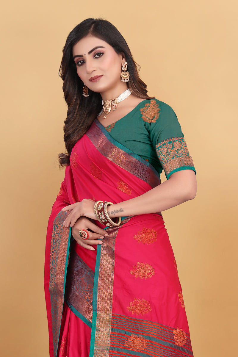 Lichi Copper Six Gajari Banarasi Saree