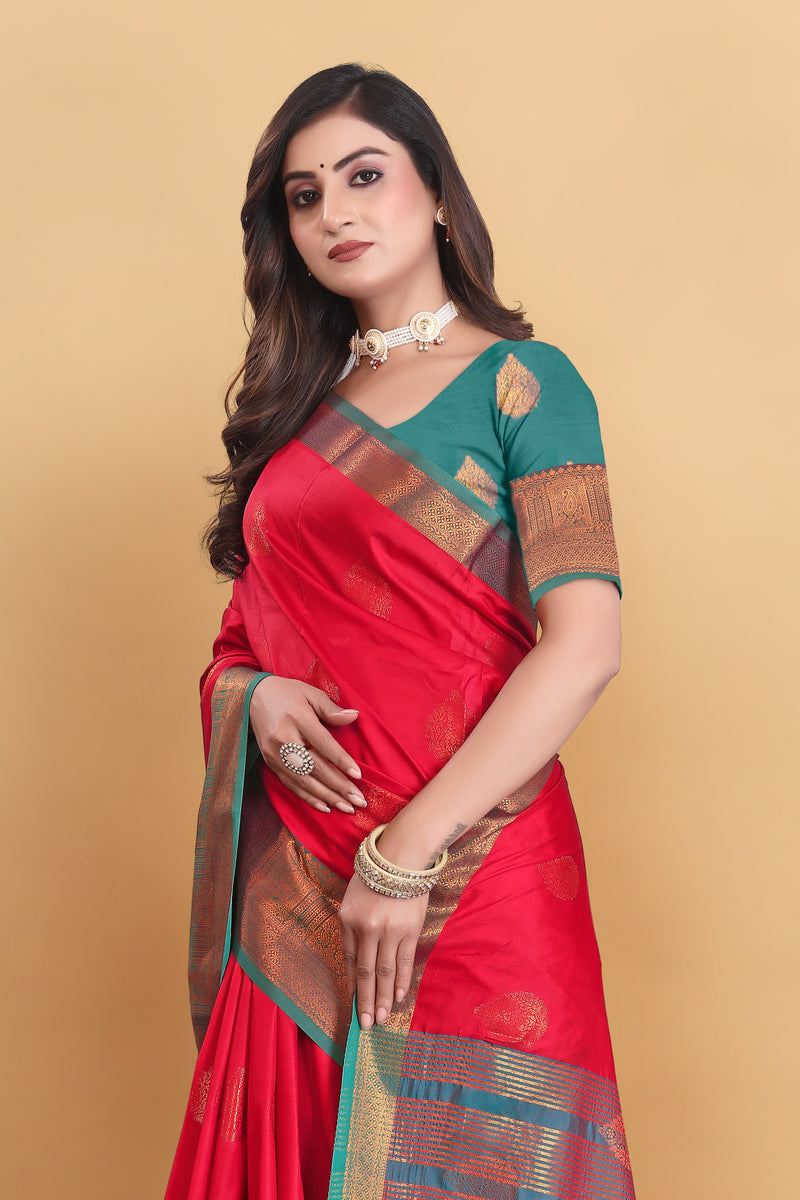 Lichi Copper Two Gajari Banarasi Saree