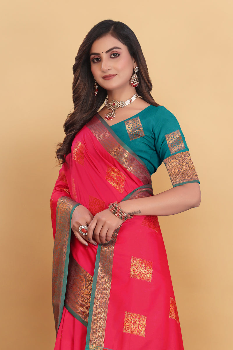 Lichi Copper Three Gajari Banarasi Saree