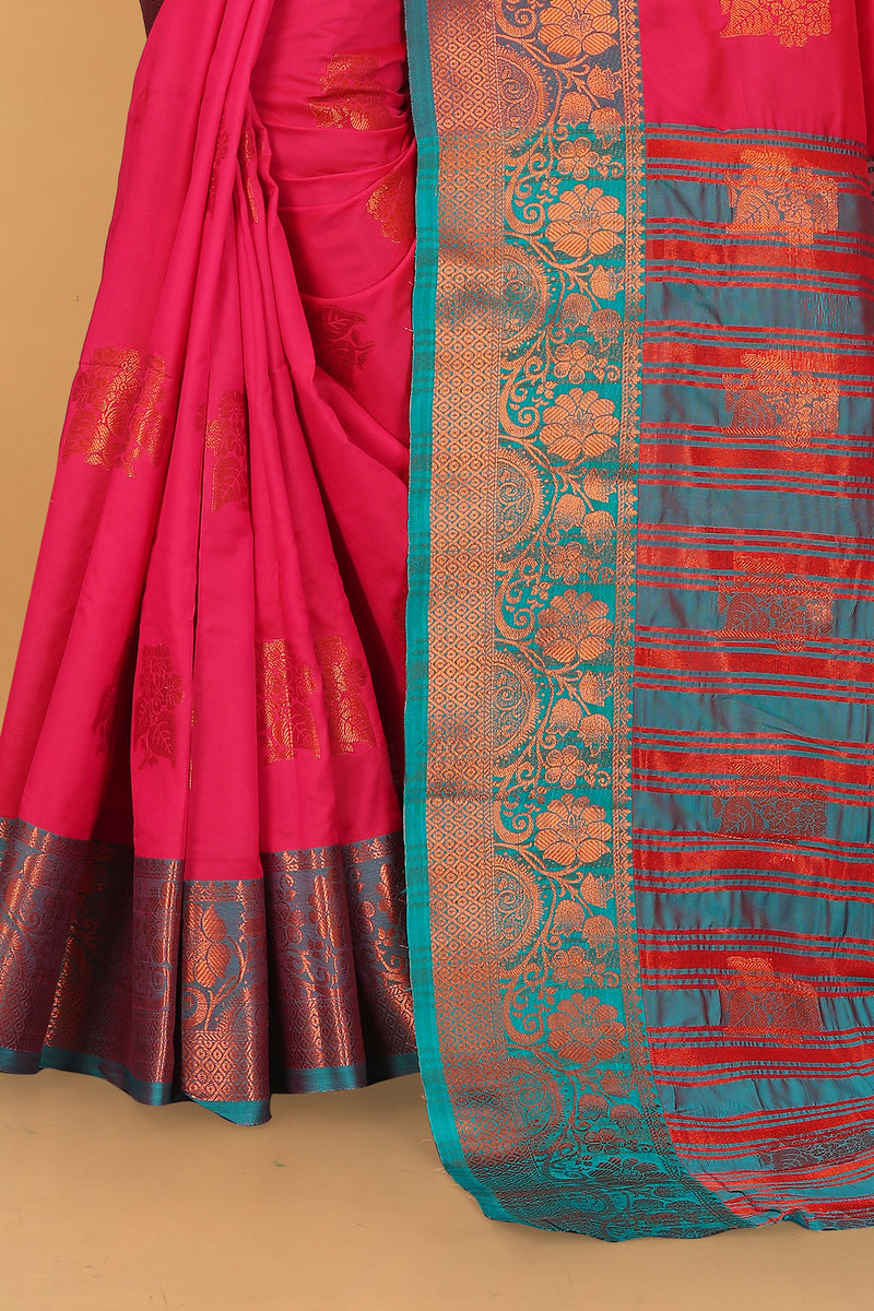 Lichi Copper Seven Gajari Banarasi Saree