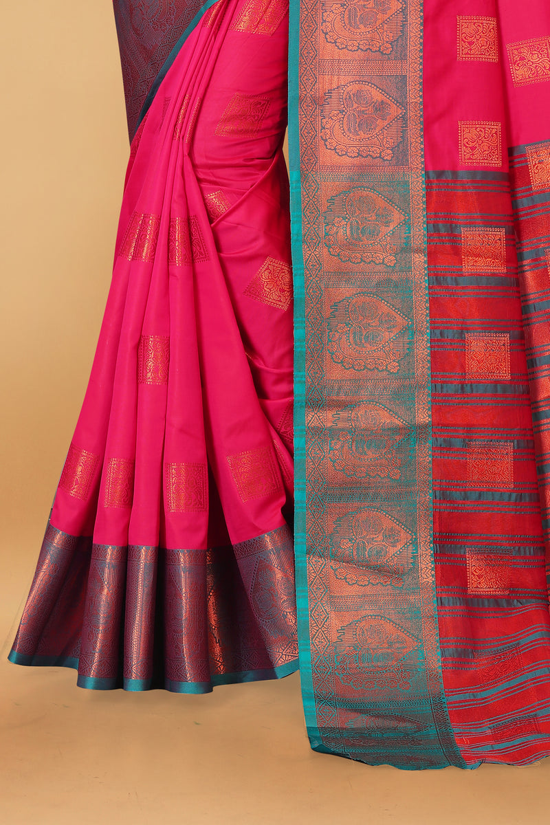 Lichi Copper Five Gajari Banarasi Saree