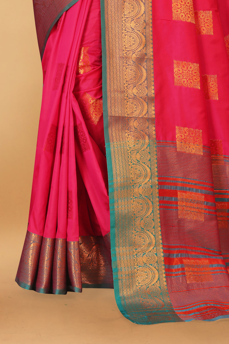 Lichi Copper Three Gajari Banarasi Saree