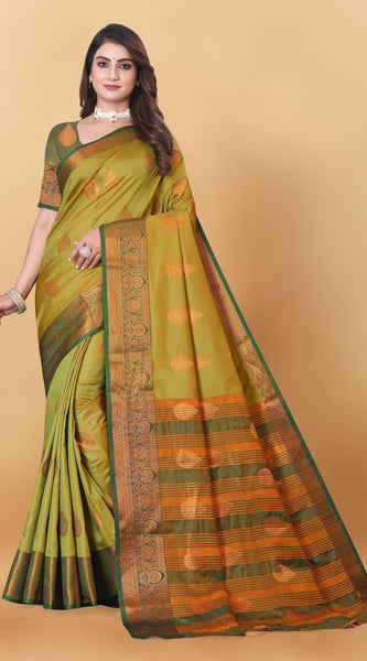 Lichi Copper Mehendi Banarasi Saree
