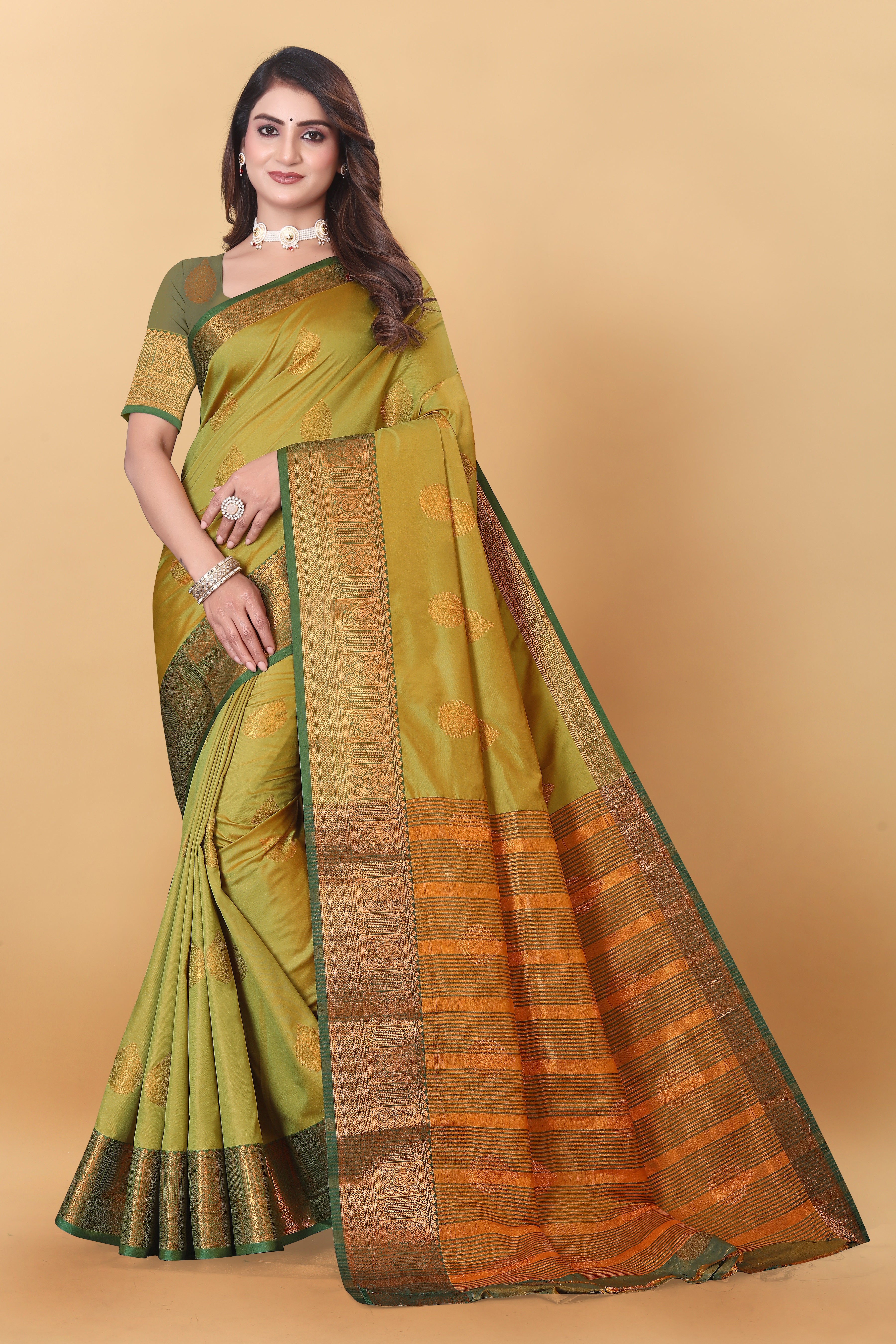 Lichi Copper Two Mehendi Banarasi Saree