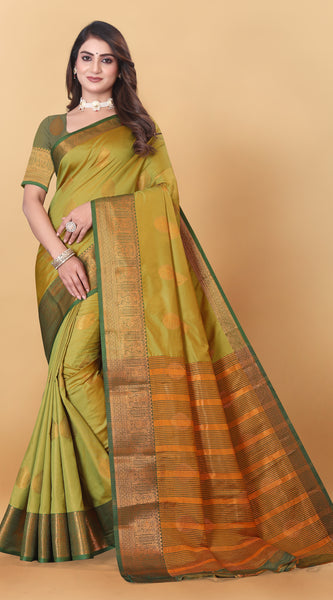 Lichi Copper Two Mehendi Banarasi Saree