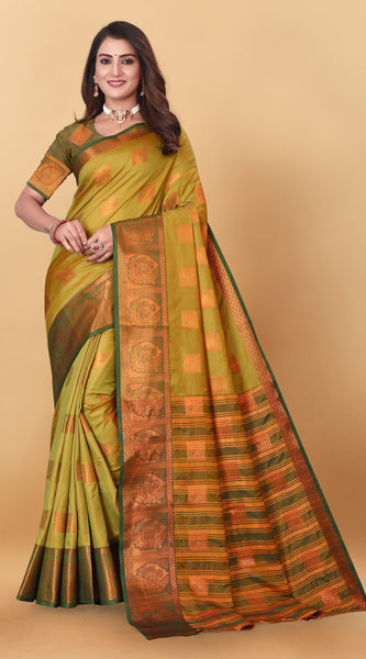 Lichi Copper Five Mehendi Banarasi Saree