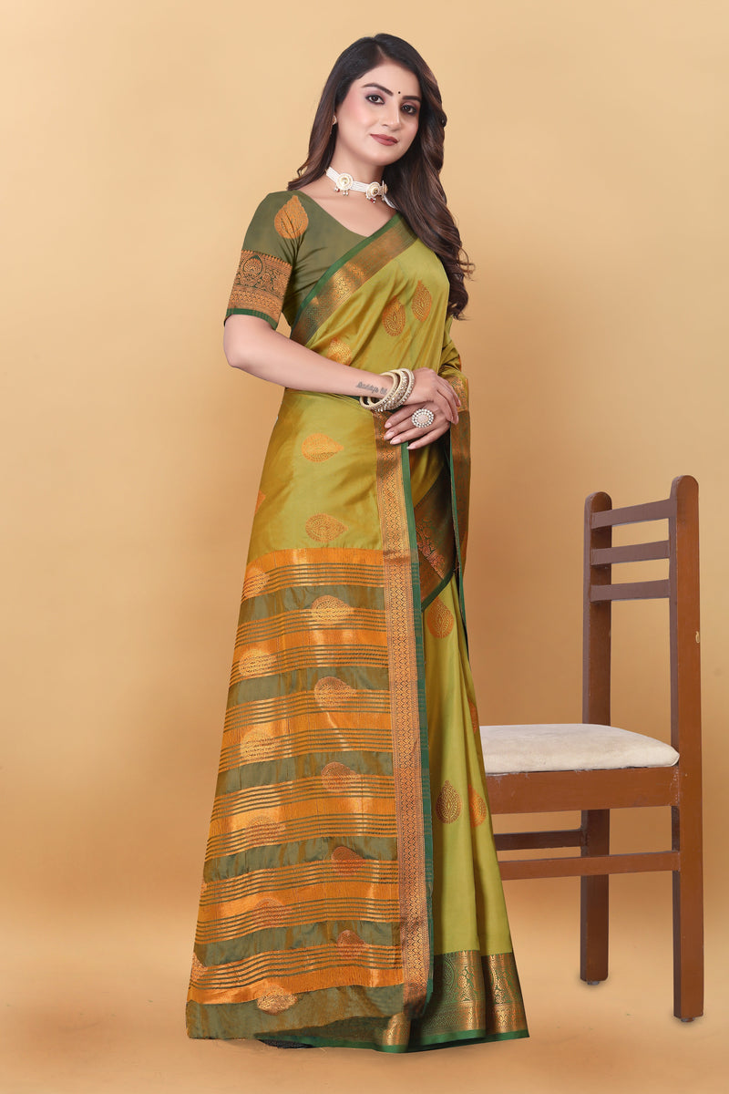 Lichi Copper Mehendi Banarasi Saree