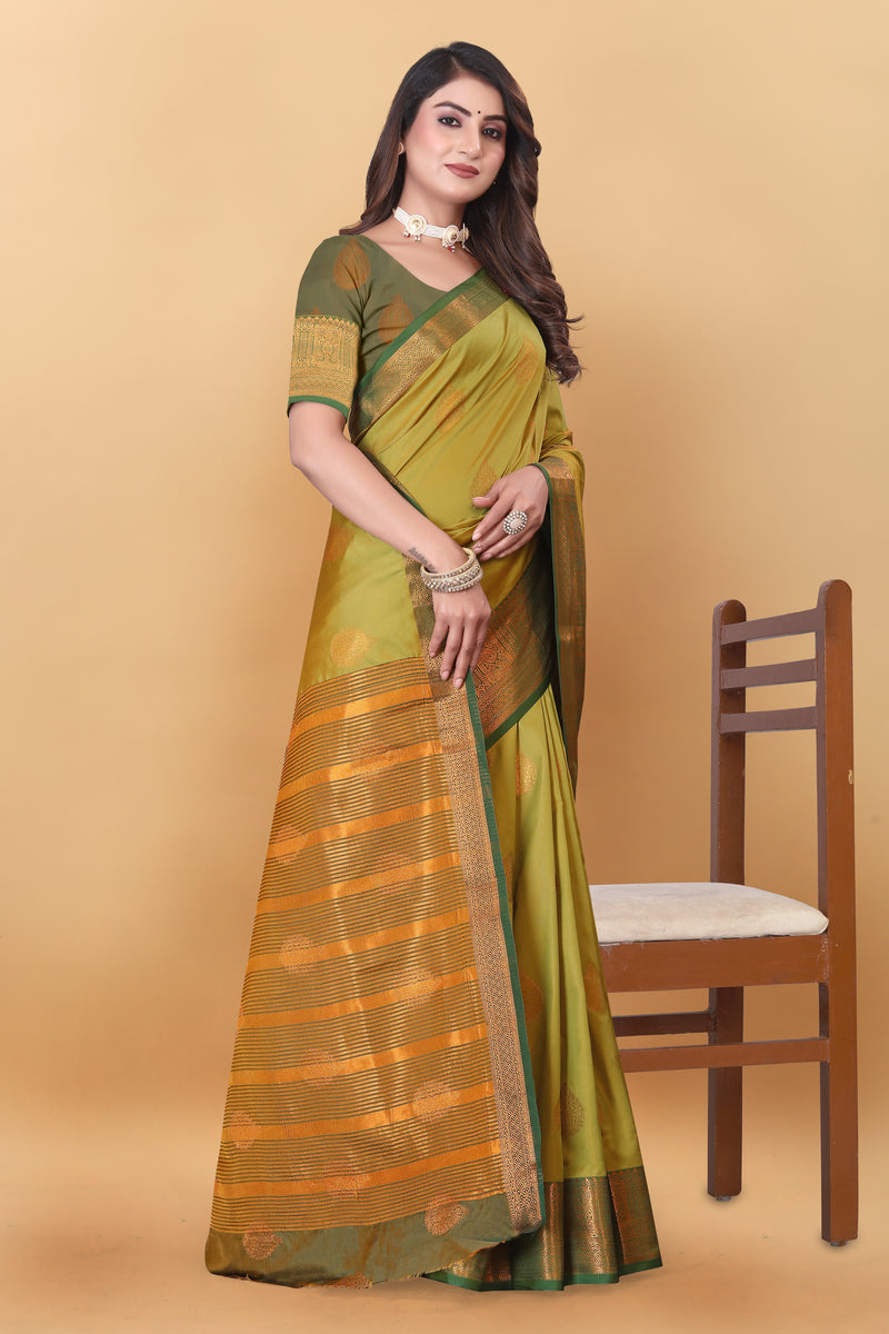 Lichi Copper Two Mehendi Banarasi Saree