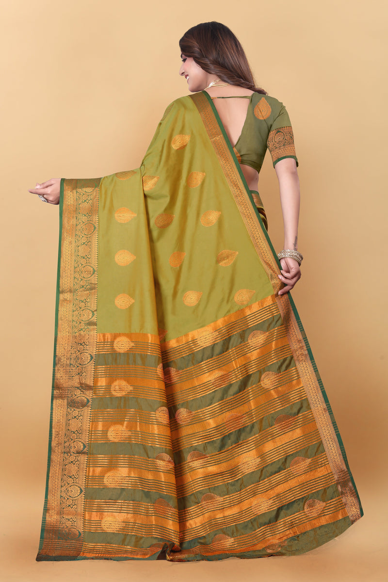 Lichi Copper Mehendi Banarasi Saree
