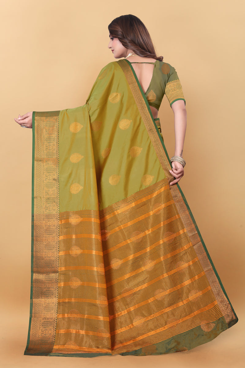 Lichi Copper Two Mehendi Banarasi Saree