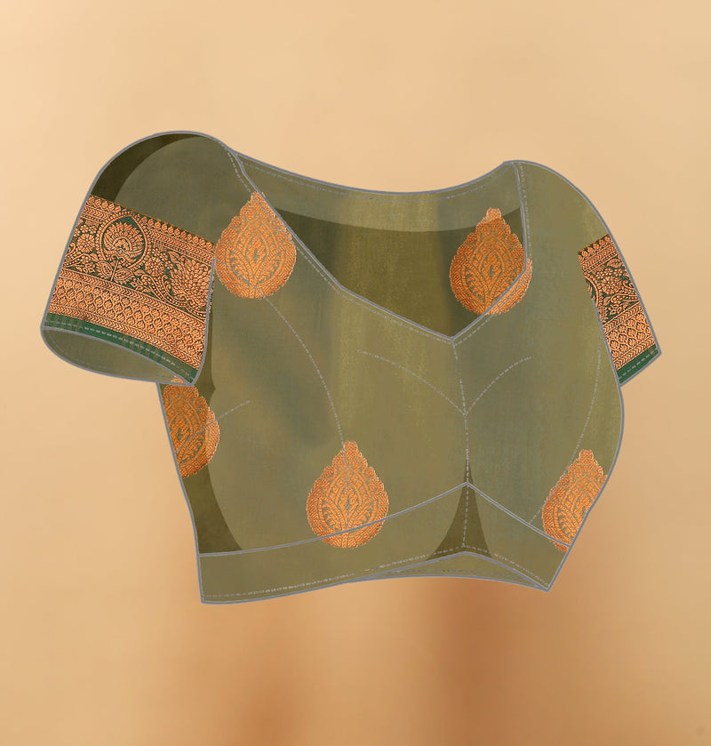 Lichi Copper Mehendi Banarasi Saree