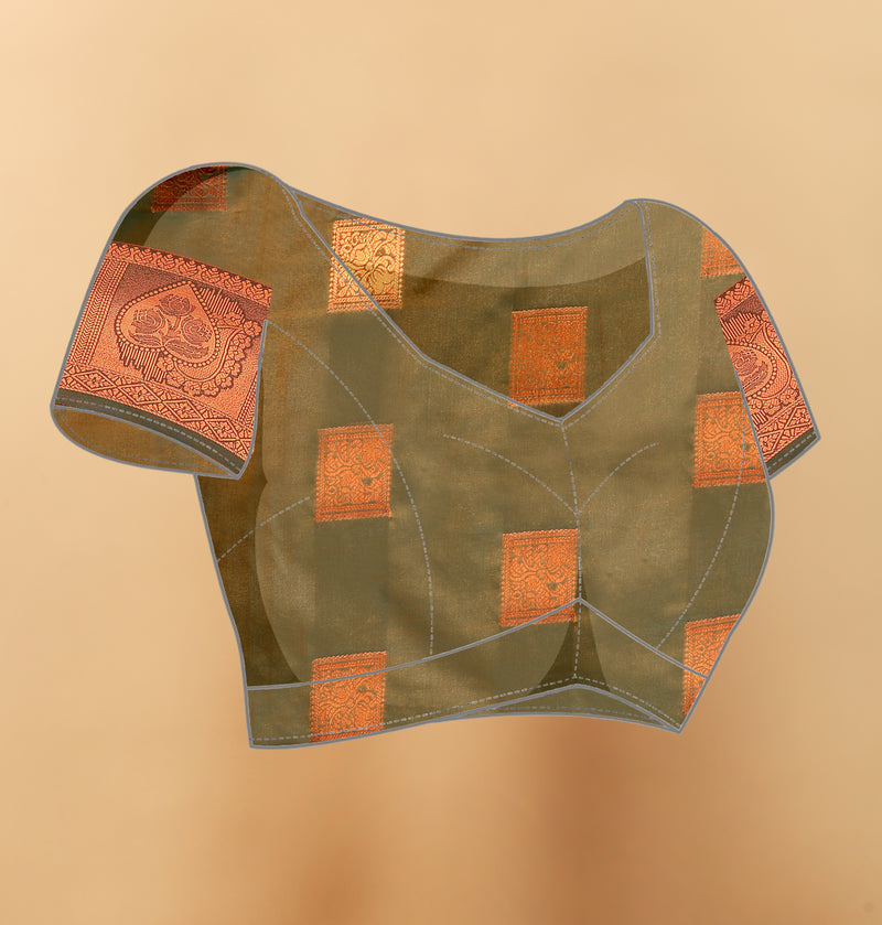 Lichi Copper Five Mehendi Banarasi Saree