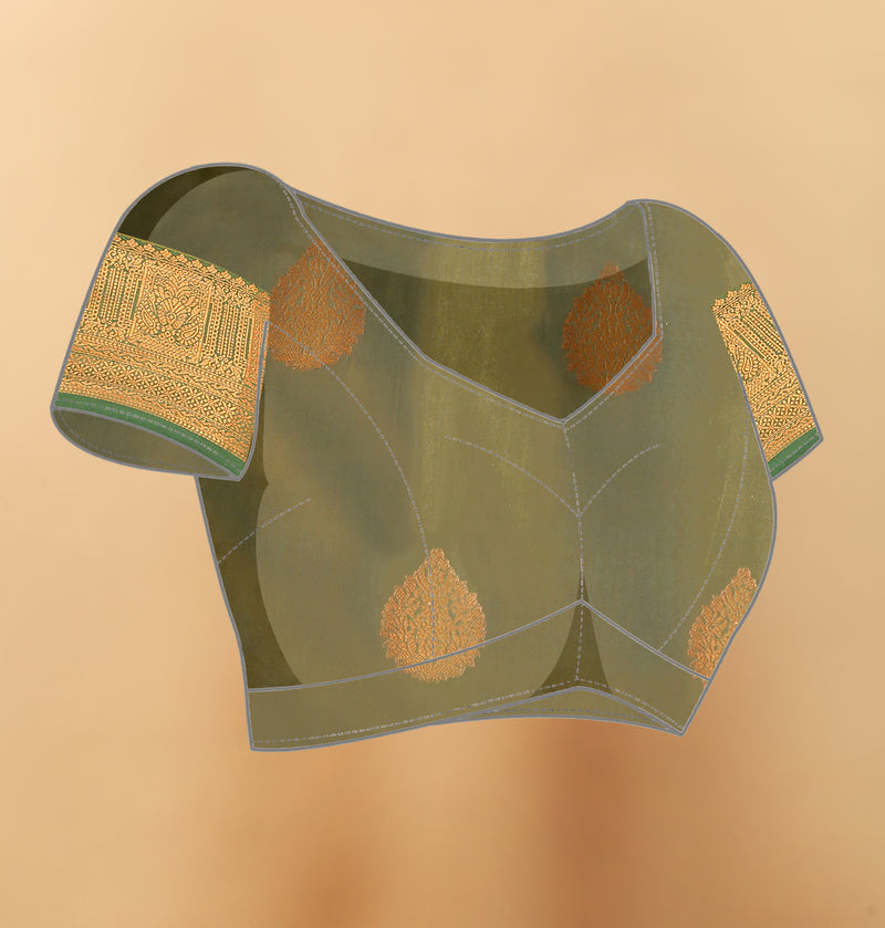 Lichi Copper Two Mehendi Banarasi Saree
