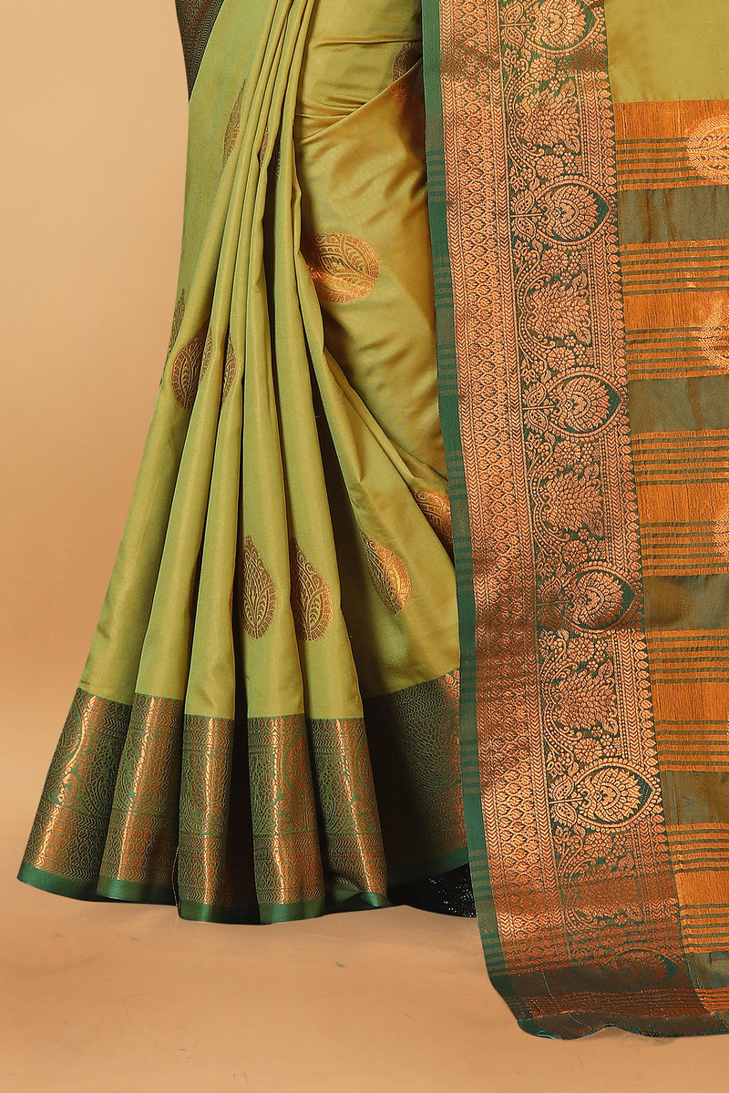 Lichi Copper Mehendi Banarasi Saree