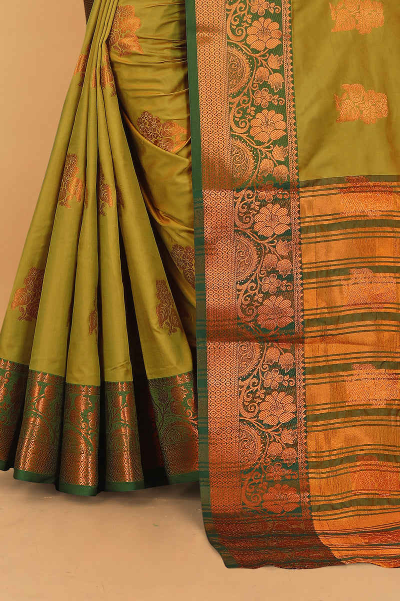 Lichi Copper Seven Mehendi Banarasi Saree