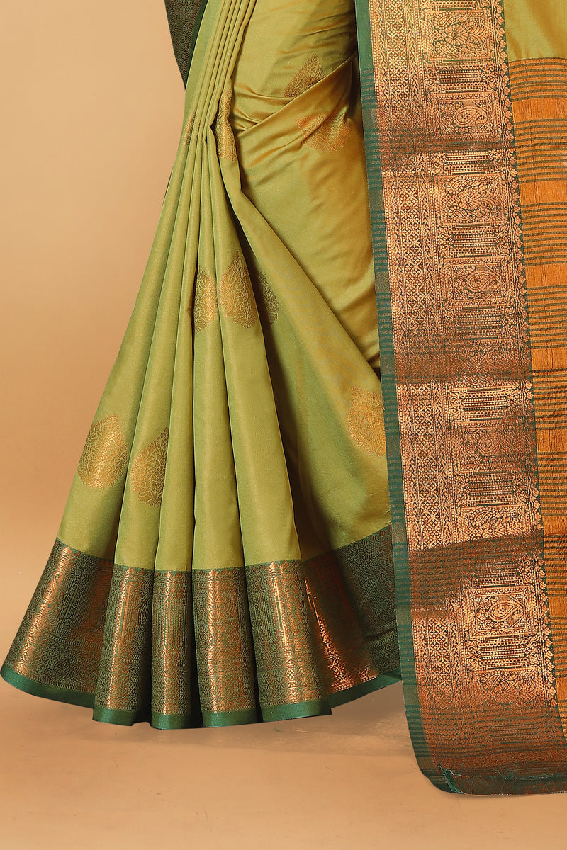 Lichi Copper Two Mehendi Banarasi Saree