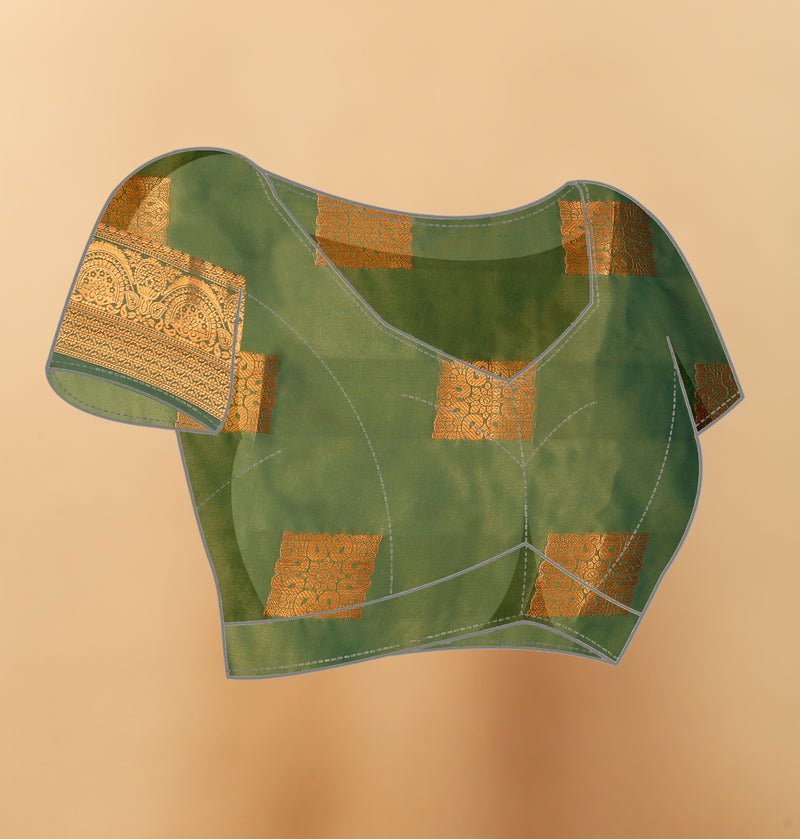 Lichi Copper Three Mehendi Banarasi Saree