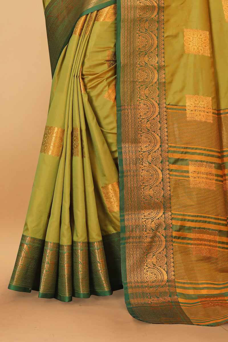 Lichi Copper Three Mehendi Banarasi Saree