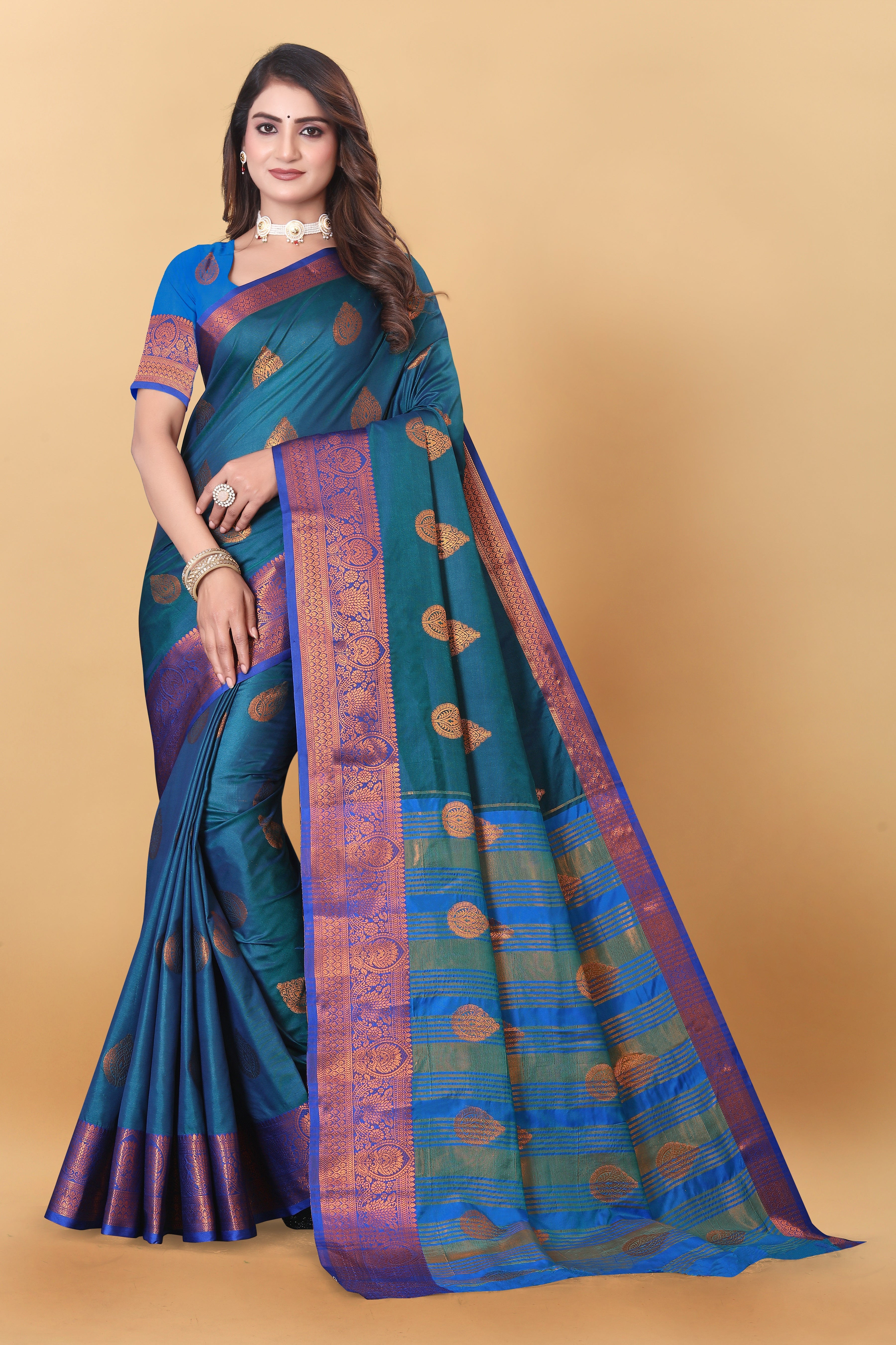Lichi Copper More Pich Banarasi Saree