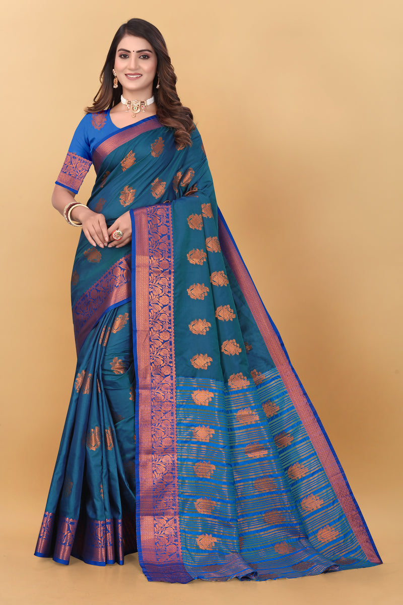 Lichi Copper Six More Peach Banarasi Saree