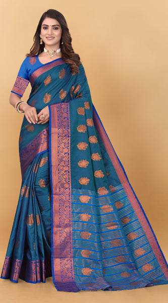 Lichi Copper Six More Peach Banarasi Saree