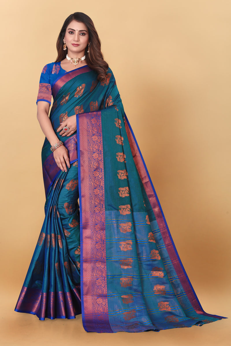 Lichi Copper Four More Peach Banarasi Saree