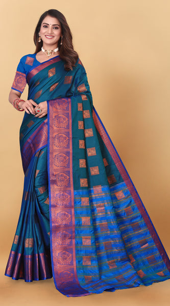 Lichi Copper Five More Peach Banarasi Saree