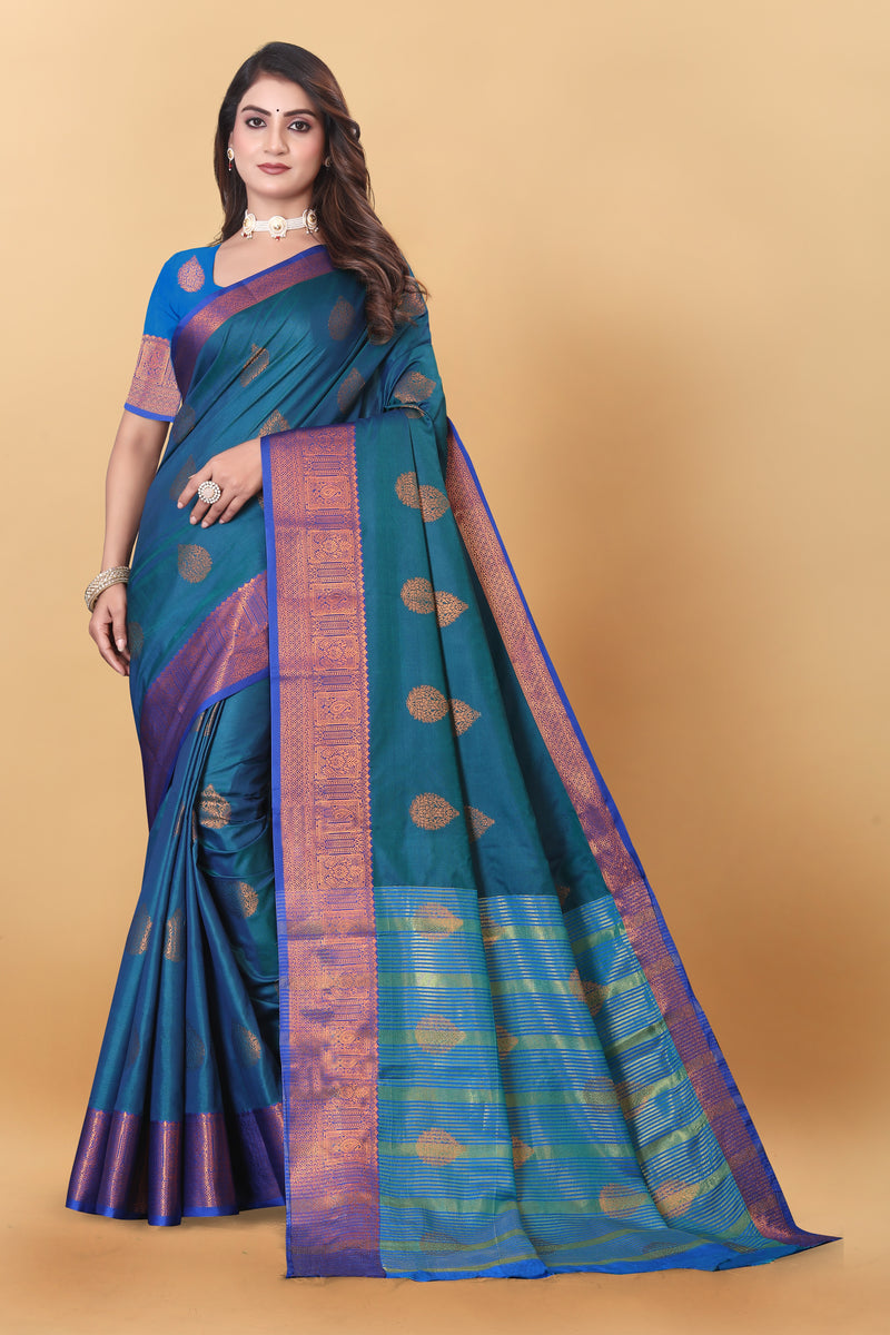 Lichi Copper Two More Peach Banarasi Saree