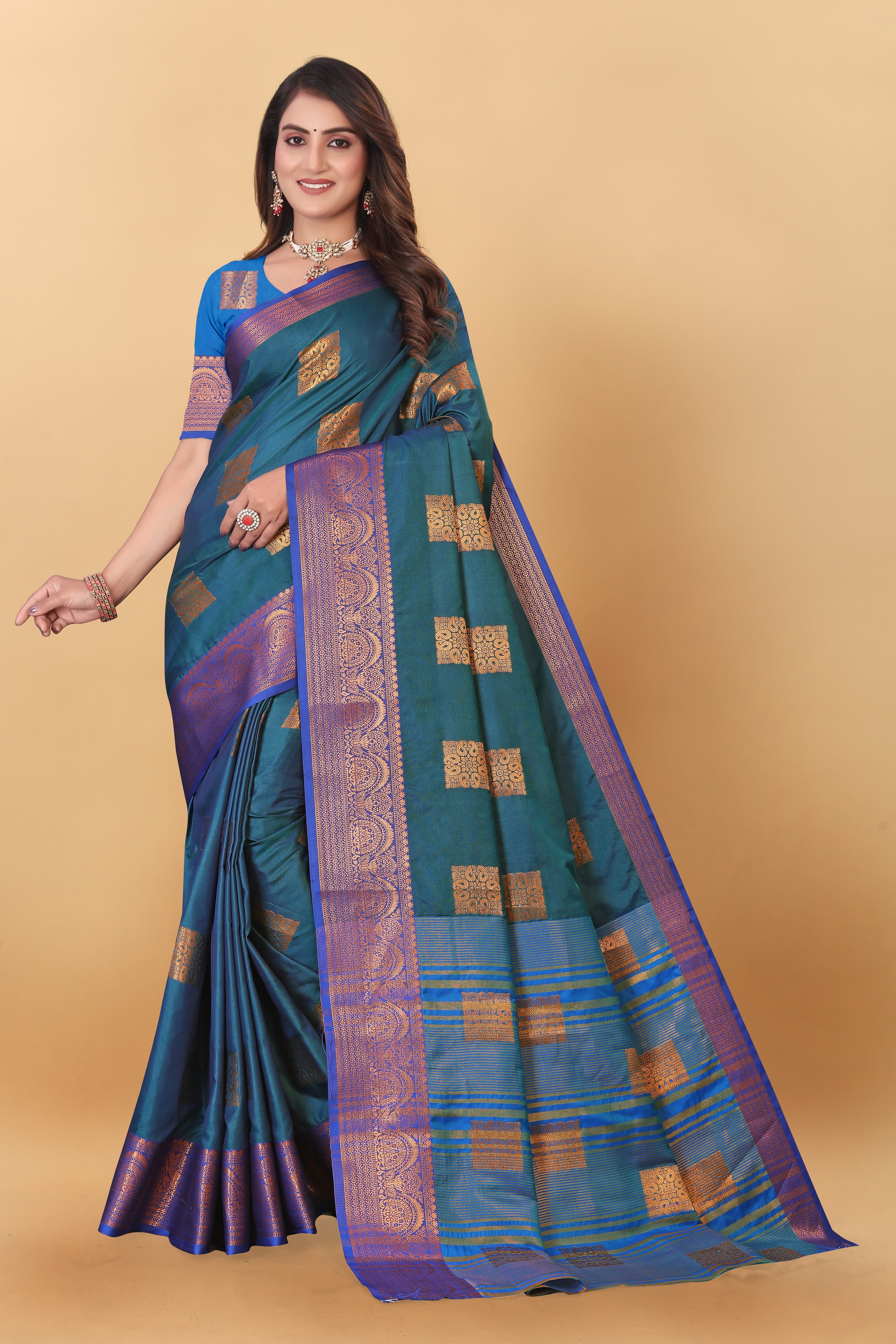 Lichi Copper Three More Peach Banarasi Saree