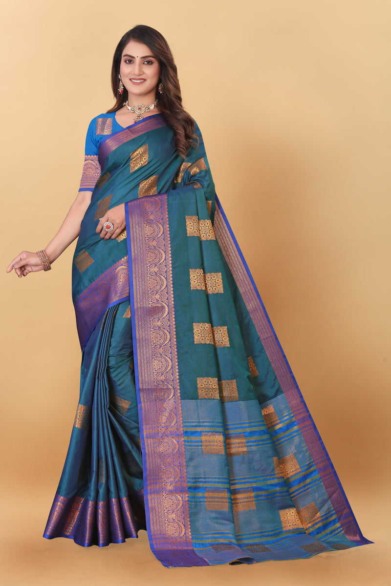 Lichi Copper Three More Peach Banarasi Saree