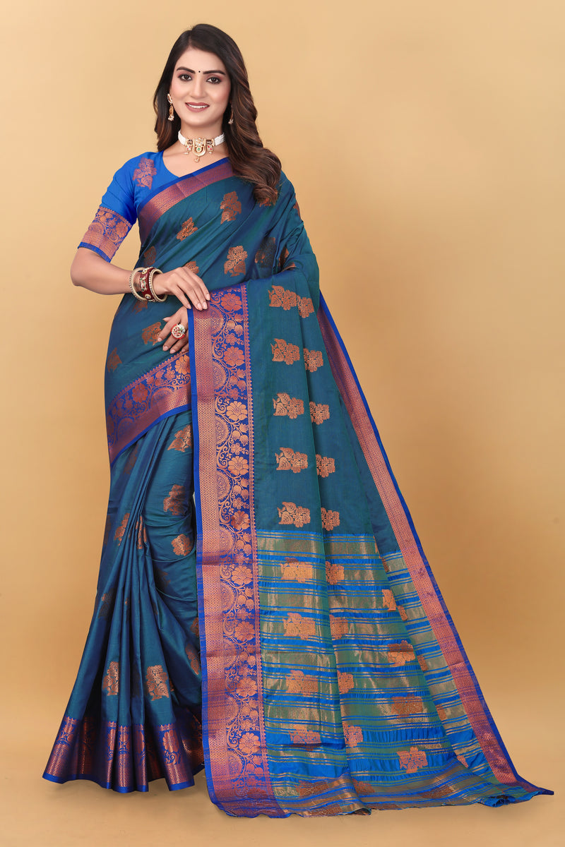 Lichi Copper Seven More Peach Banarasi Saree
