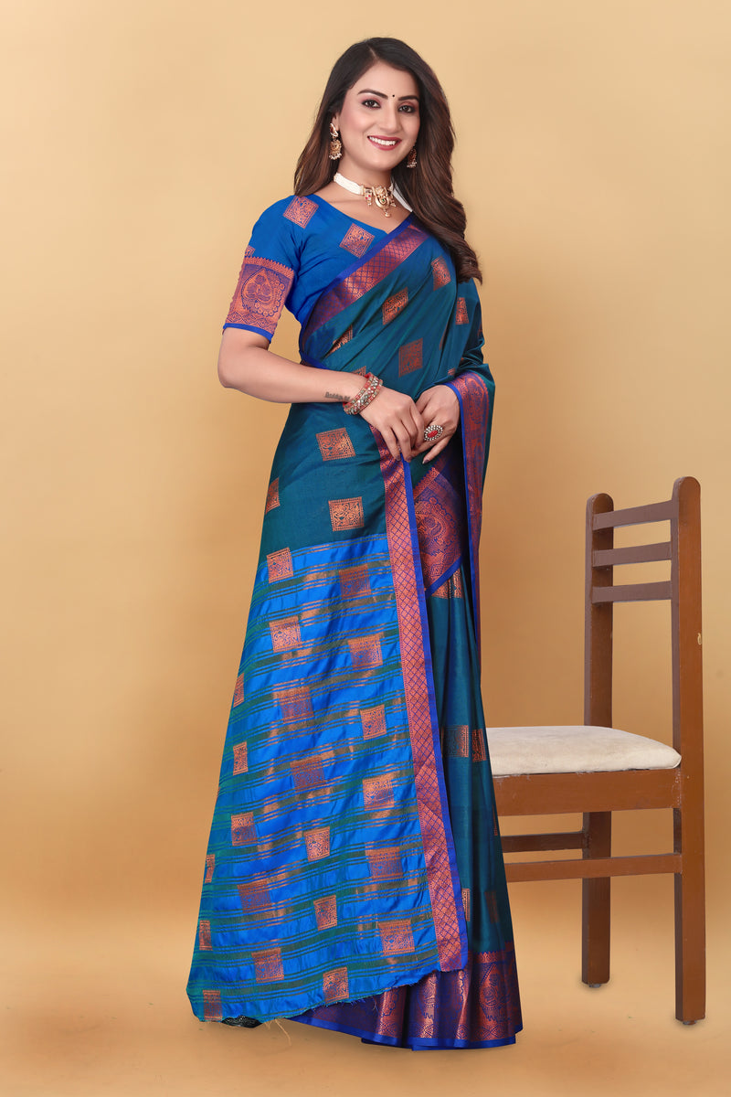 Lichi Copper Five More Peach Banarasi Saree