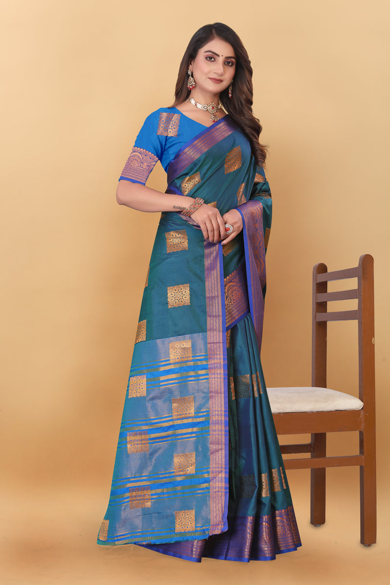Lichi Copper Three More Peach Banarasi Saree