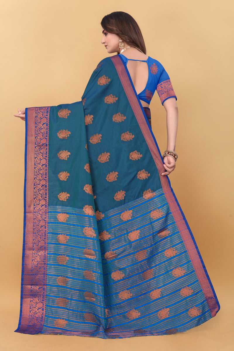 Lichi Copper Six More Peach Banarasi Saree