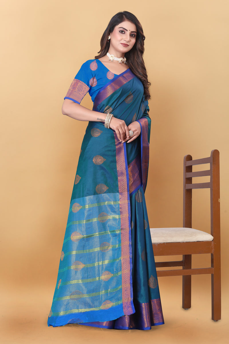 Lichi Copper Two More Peach Banarasi Saree