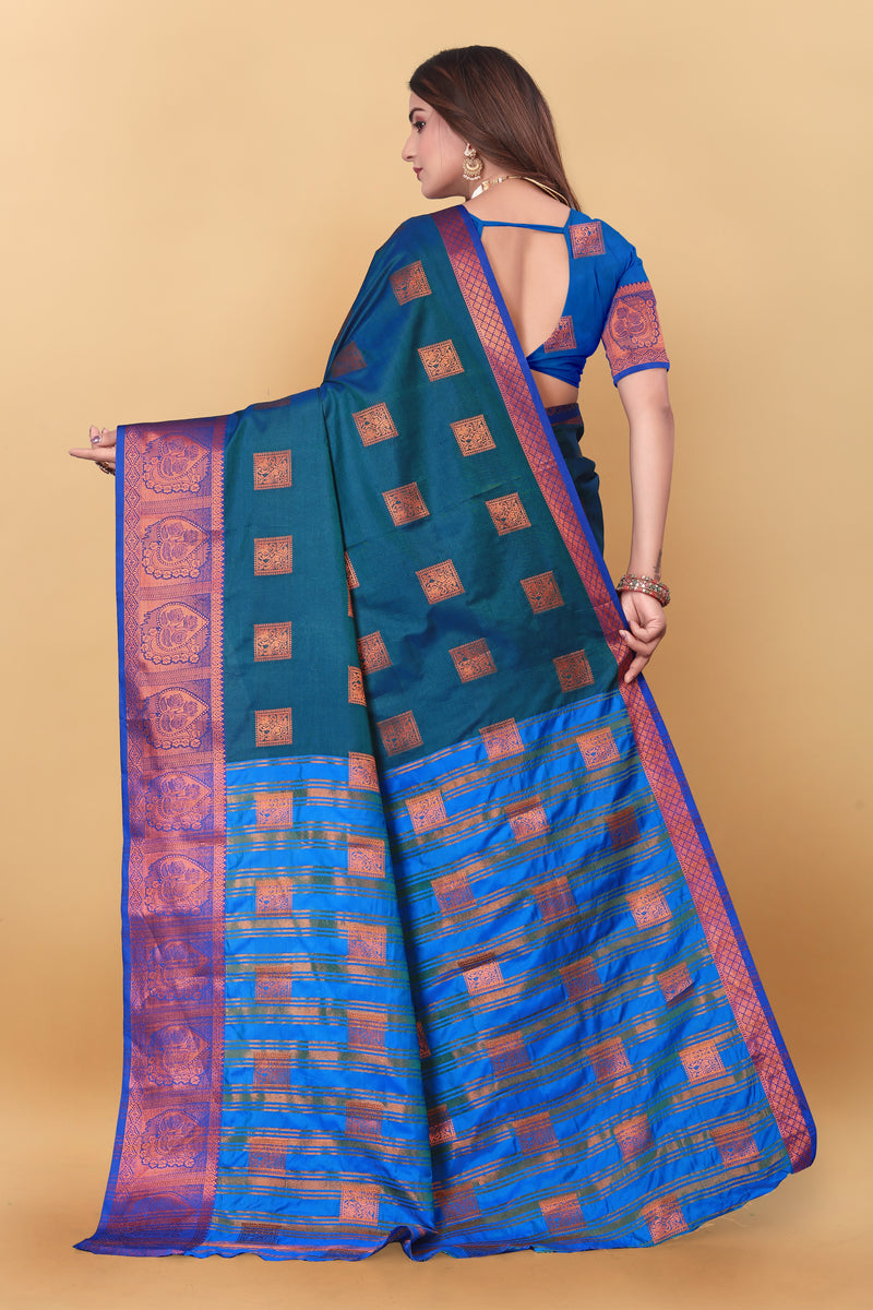 Lichi Copper Five More Peach Banarasi Saree