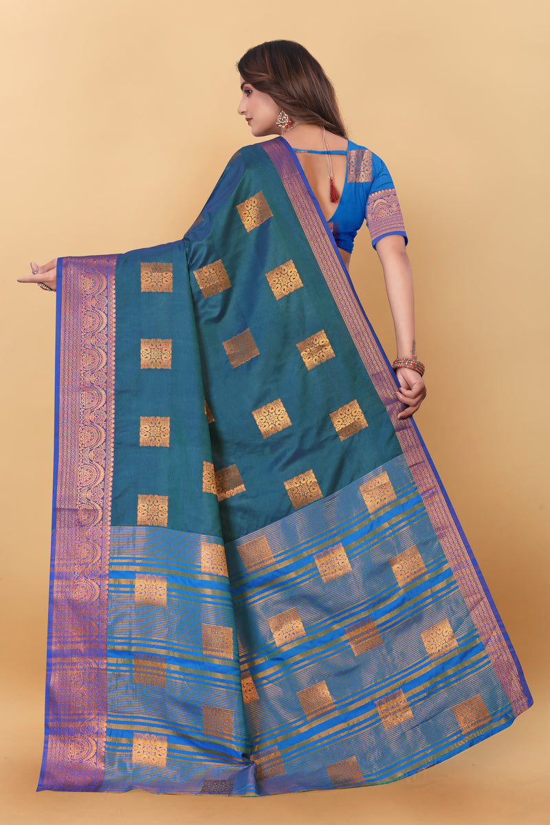 Lichi Copper Three More Peach Banarasi Saree