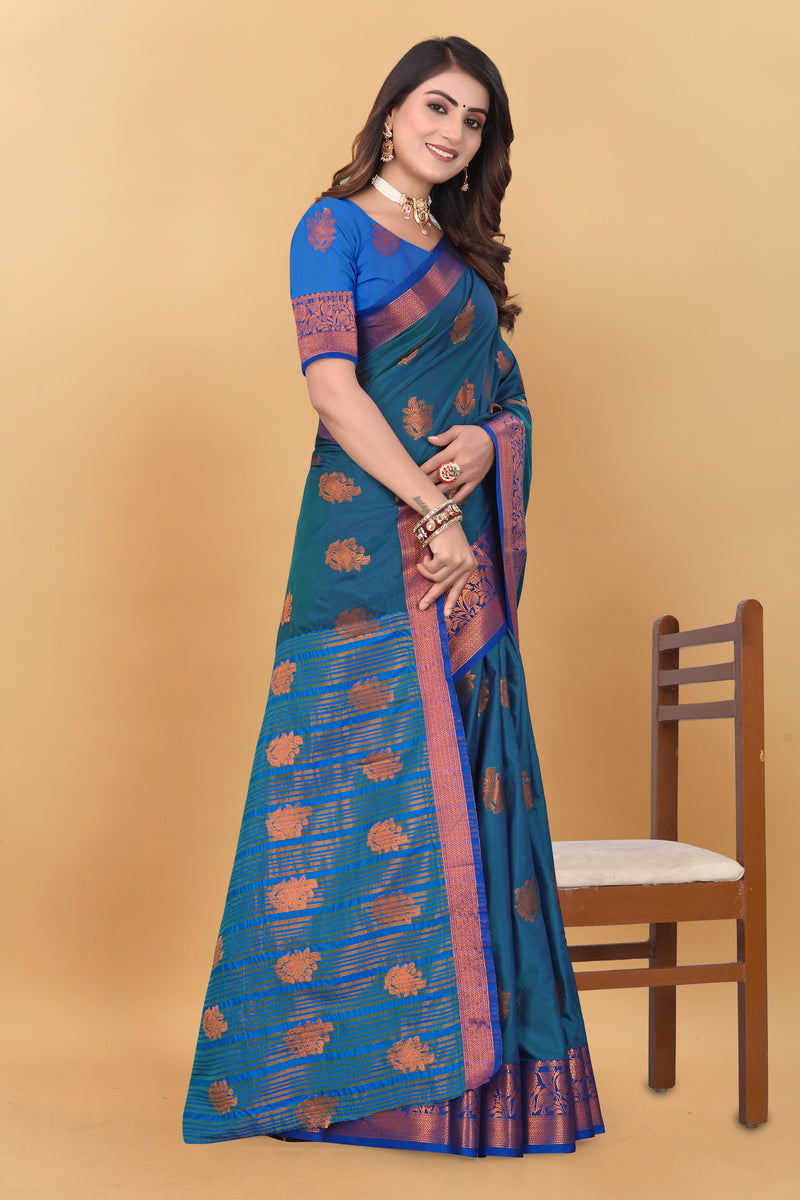 Lichi Copper Six More Peach Banarasi Saree