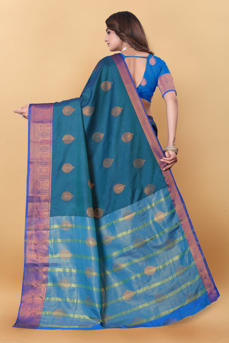 Lichi Copper Two More Peach Banarasi Saree