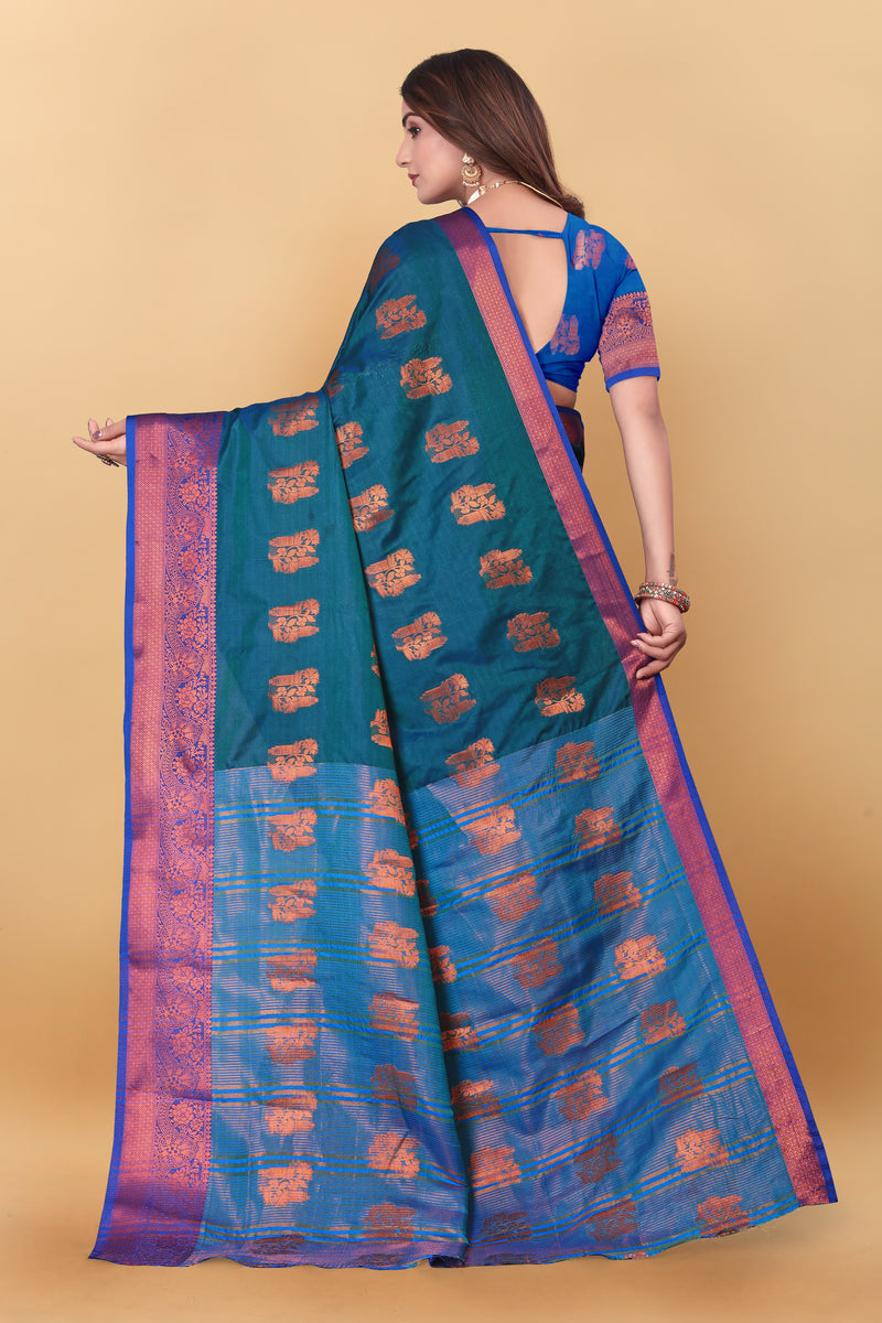 Lichi Copper Four More Peach Banarasi Saree
