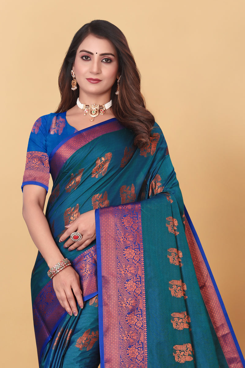 Lichi Copper Four More Peach Banarasi Saree