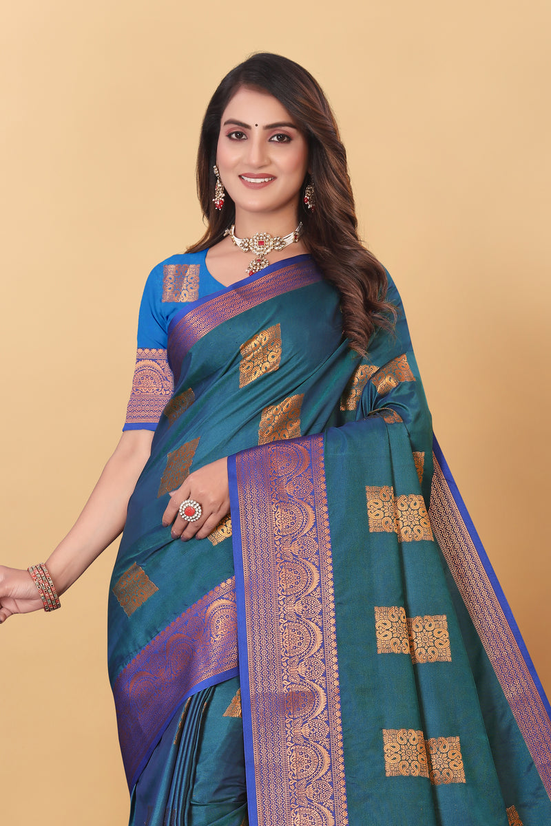 Lichi Copper Three More Peach Banarasi Saree