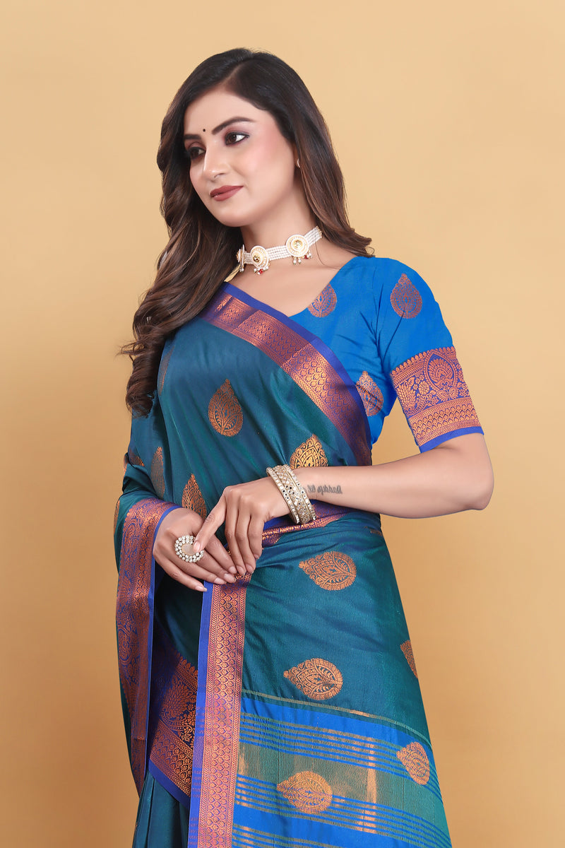Lichi Copper More Pich Banarasi Saree