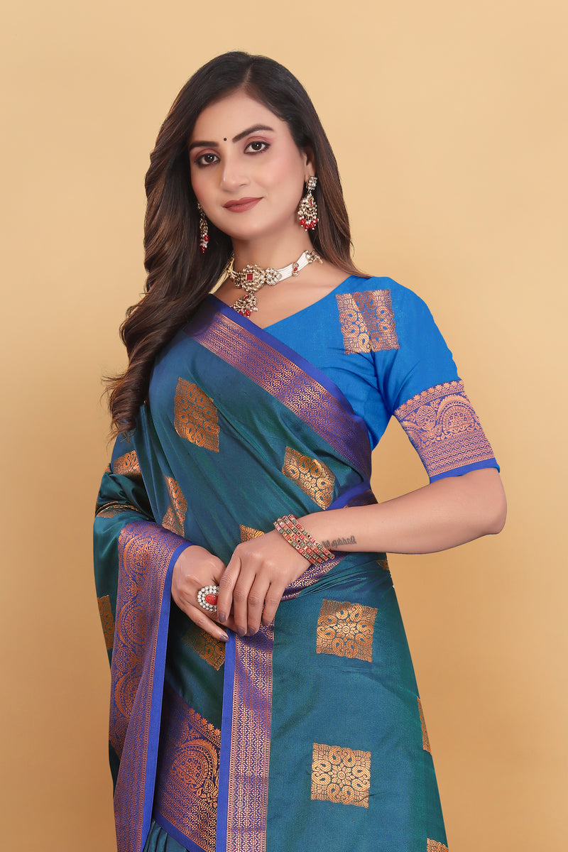 Lichi Copper Three More Peach Banarasi Saree