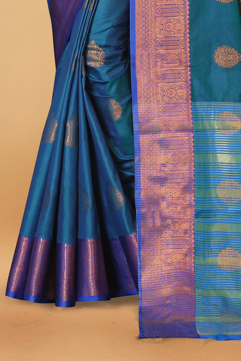 Lichi Copper Two More Peach Banarasi Saree