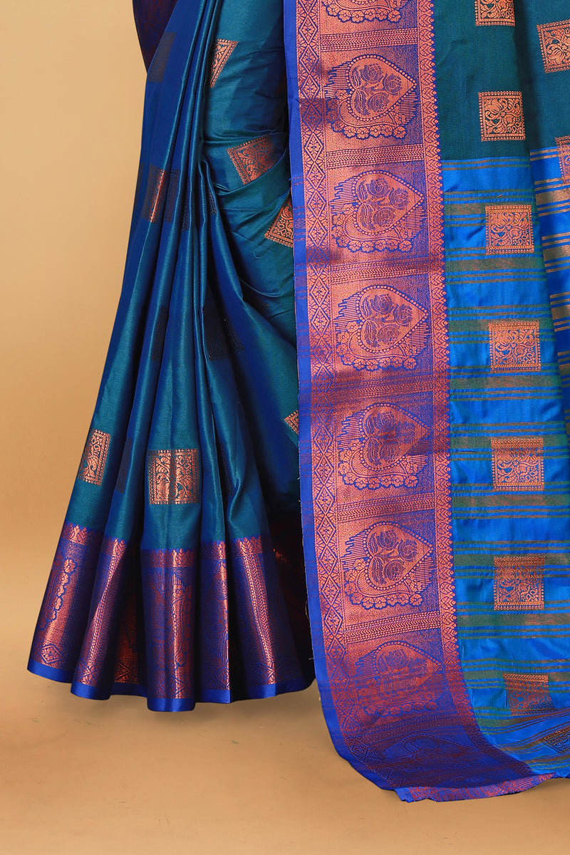 Lichi Copper Five More Peach Banarasi Saree