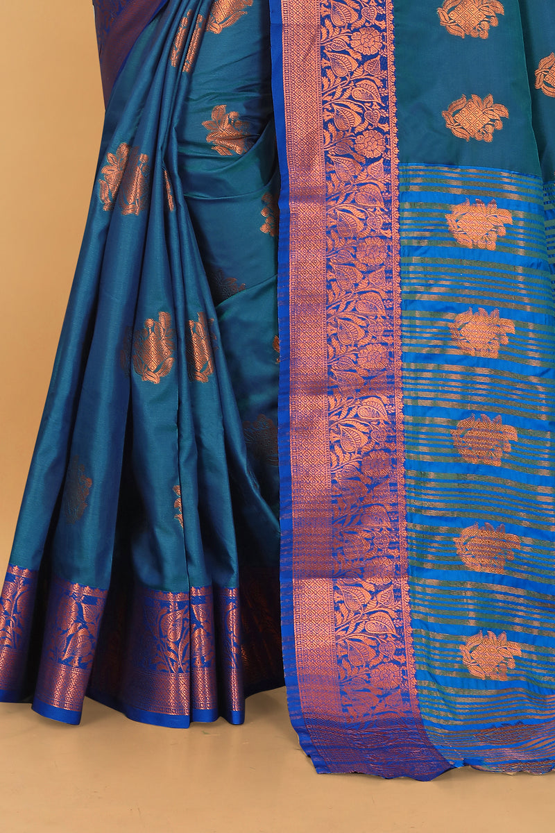 Lichi Copper Six More Peach Banarasi Saree