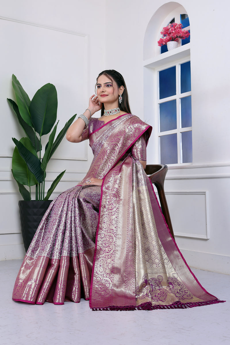 Dharmavaram Ten Wine Banarasi Saree