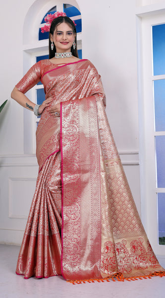 Dharmavaram Ten Orange Banarasi Saree