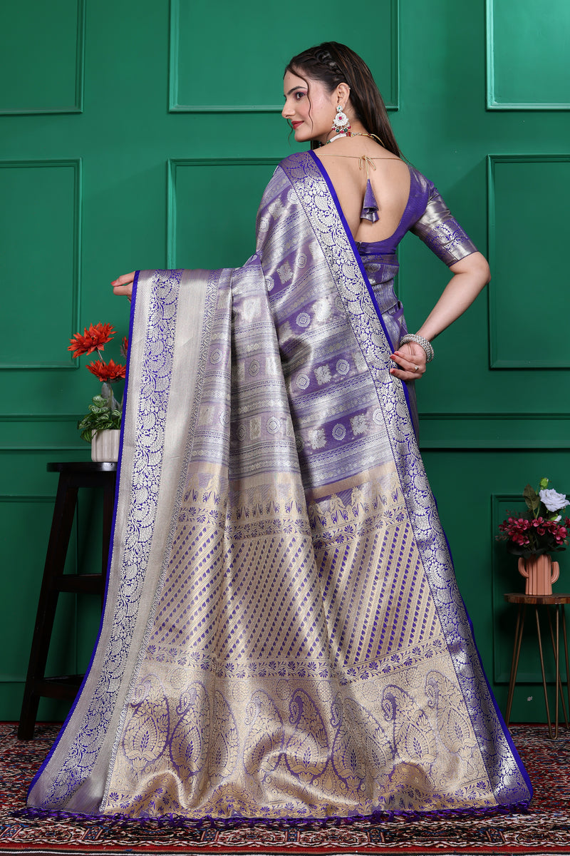 Dharmavaram Five Blue Banarasi Saree